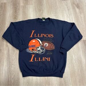 Vintage 90s TSI Tag Fighting Illinois Fighting Illini Crewneck Sweater SZ L